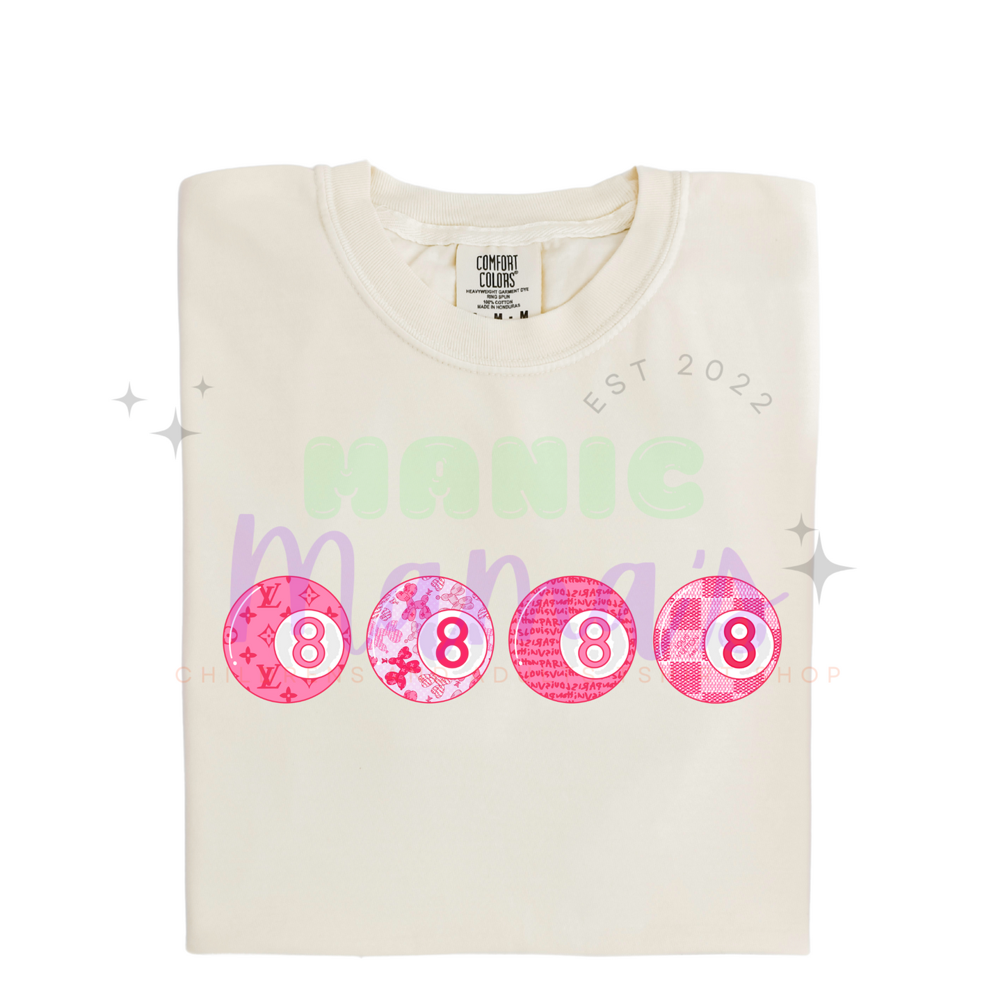 Pink 8 Balls Adult Size Crew Neck