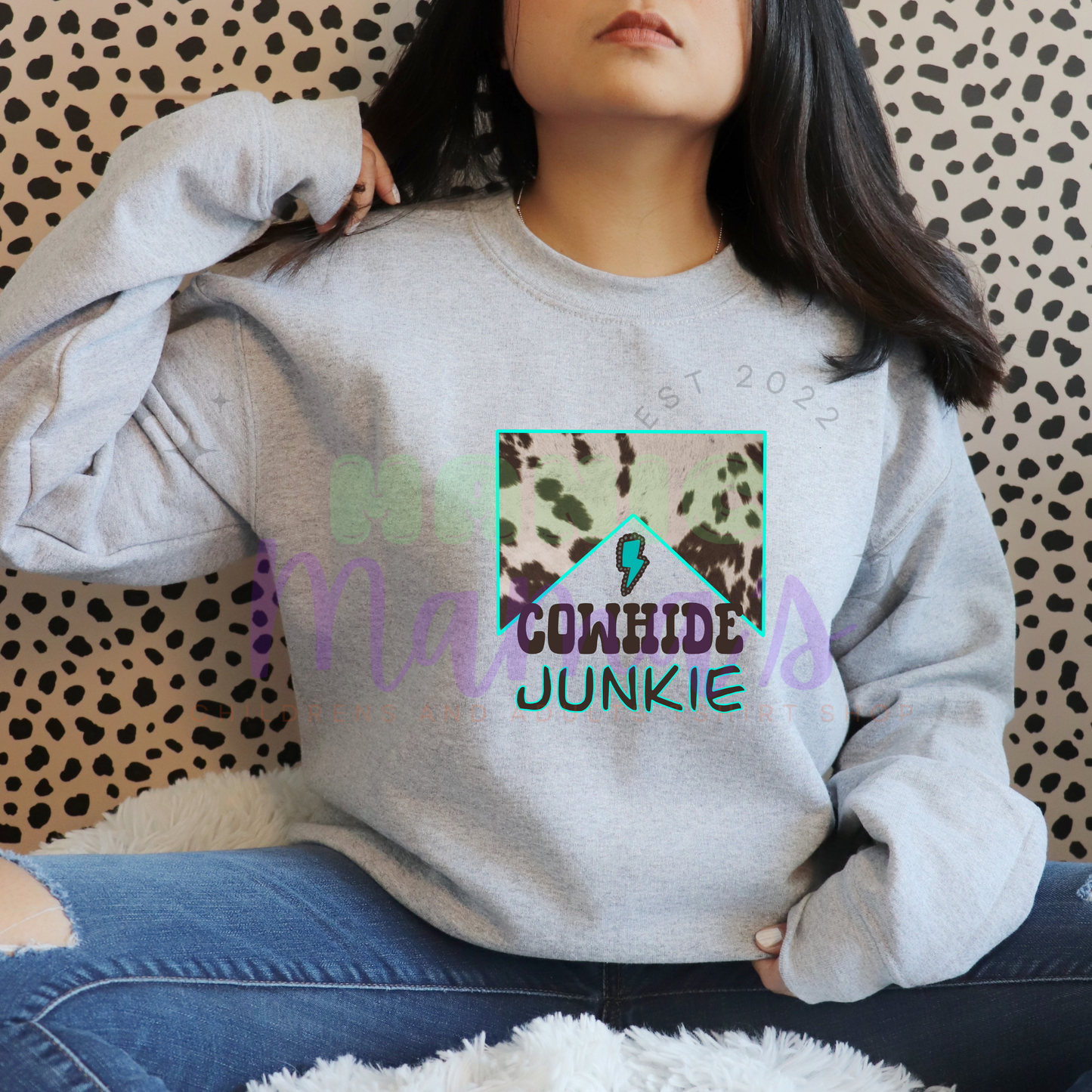 Cowhide Junkie Adult Size Crew Neck