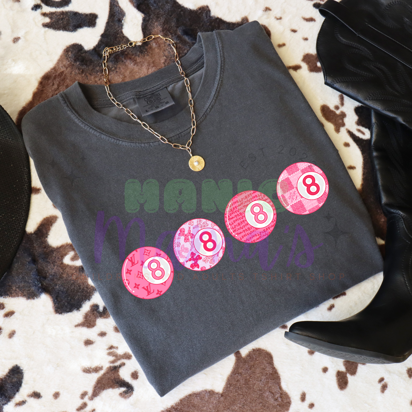 Pink 8 Balls Adult Size Crew Neck
