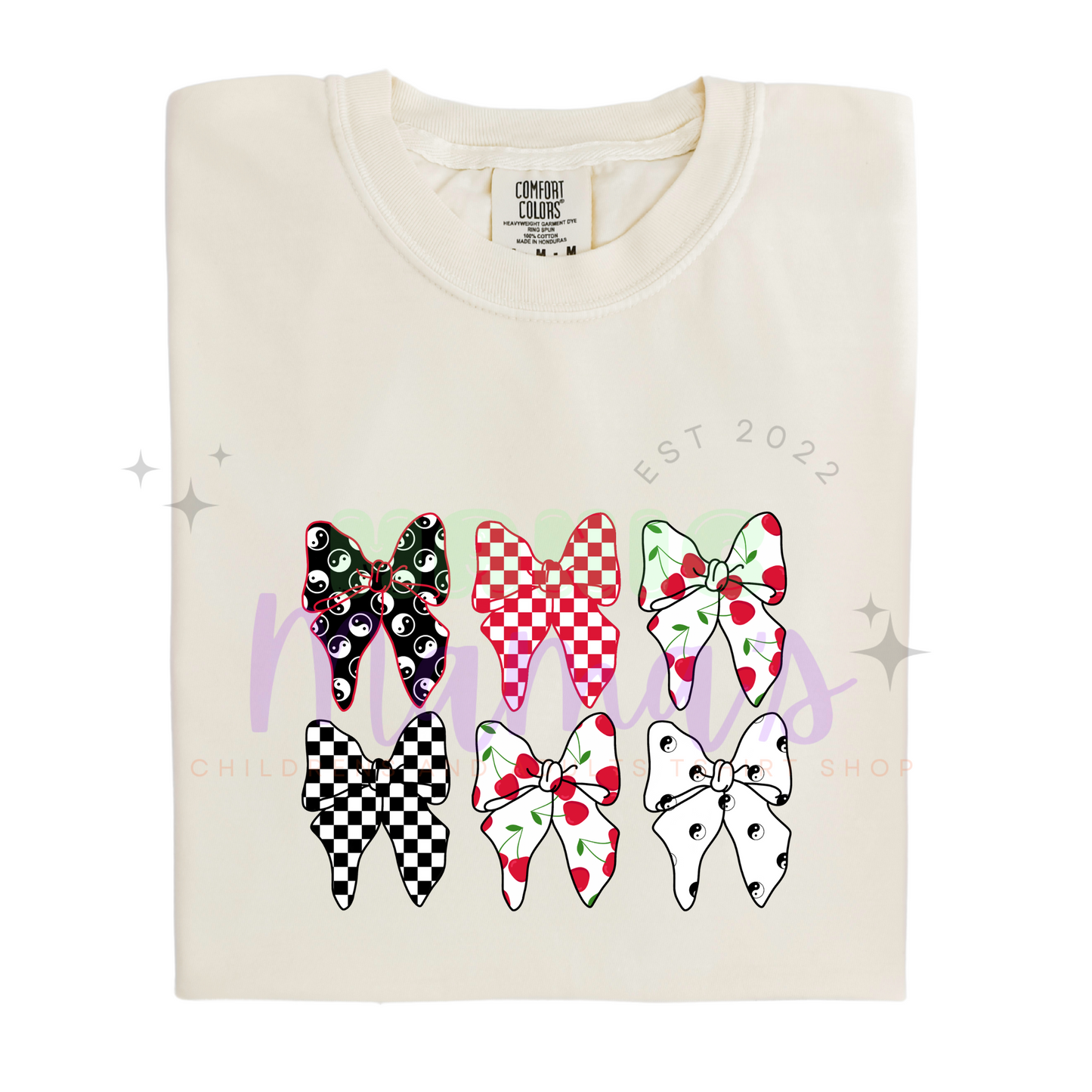Cherry Bows Adult Size Crew Neck