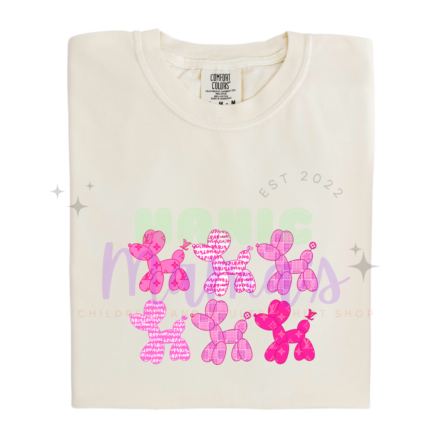 Pink Balloon Dogs Adult Size Crew Neck