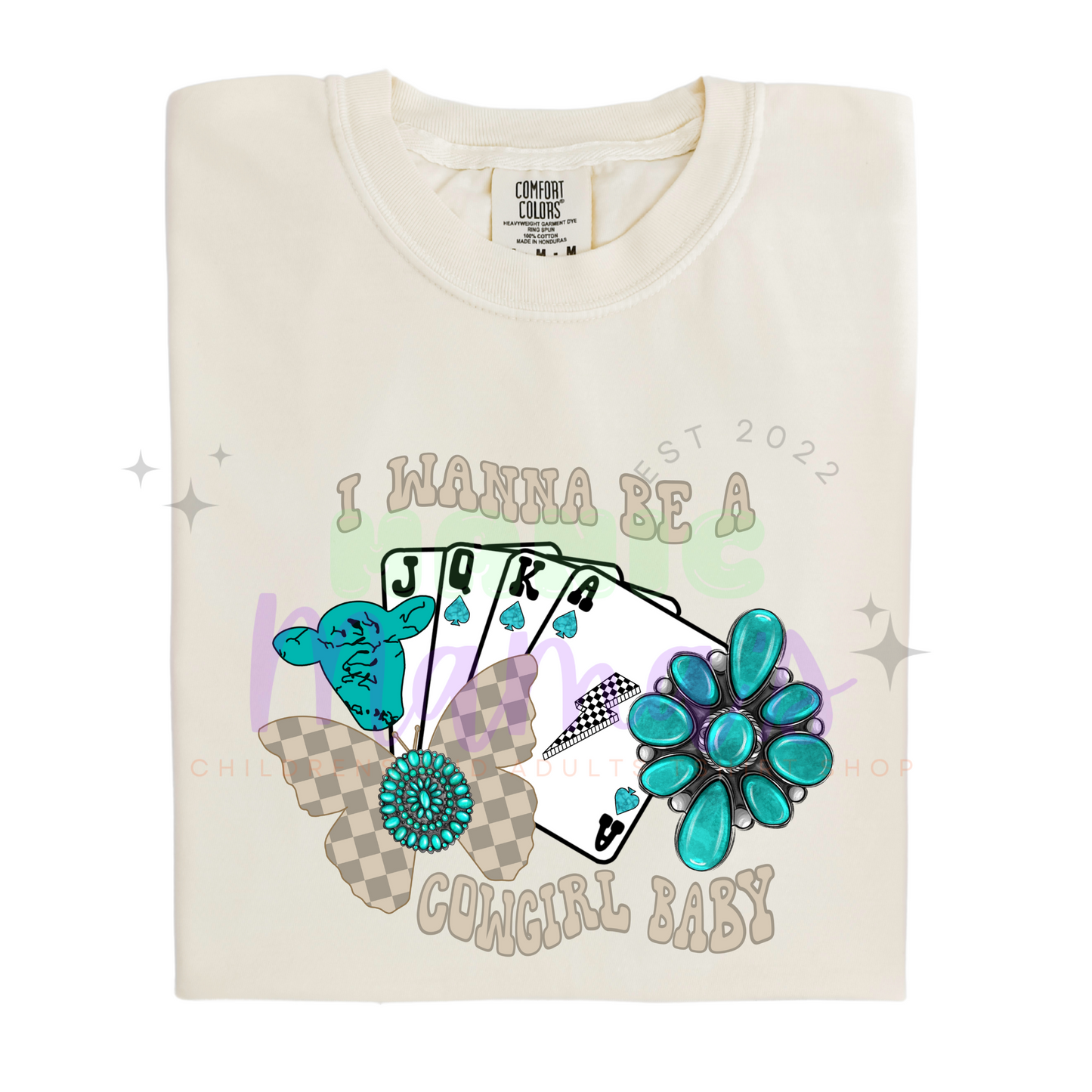 Wanna be a Cowgirl Adult Size Crew Neck