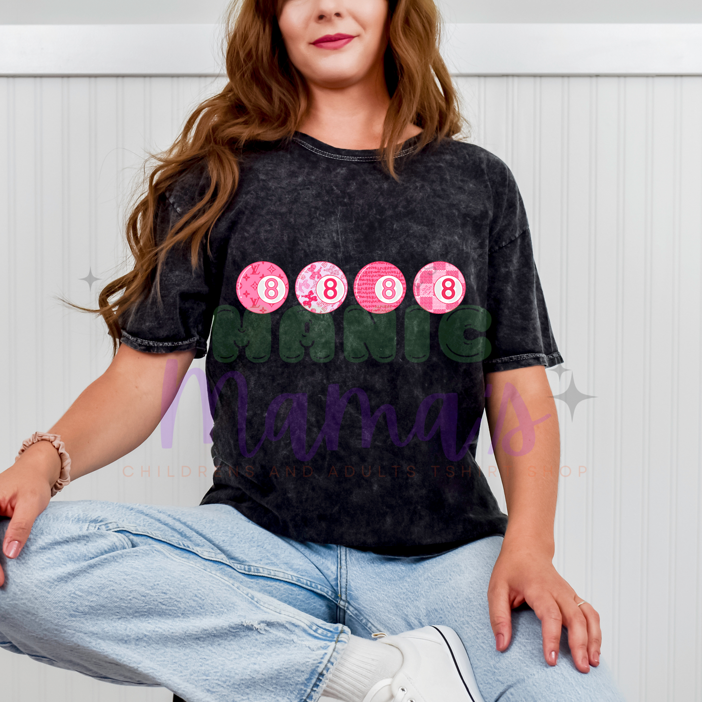 Pink 8 Balls Adult Size Crew Neck