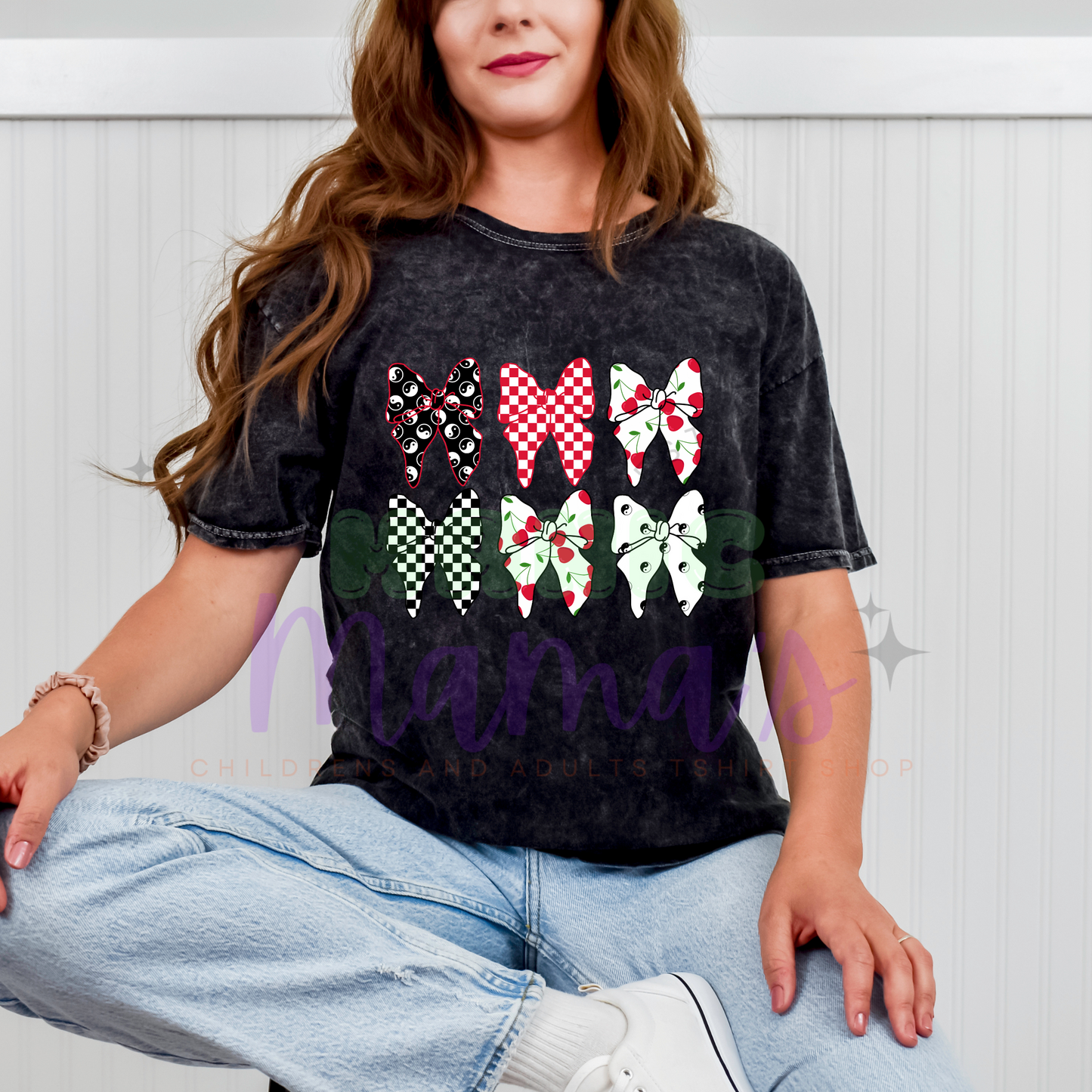 Cherry Bows Adult Size Crew Neck