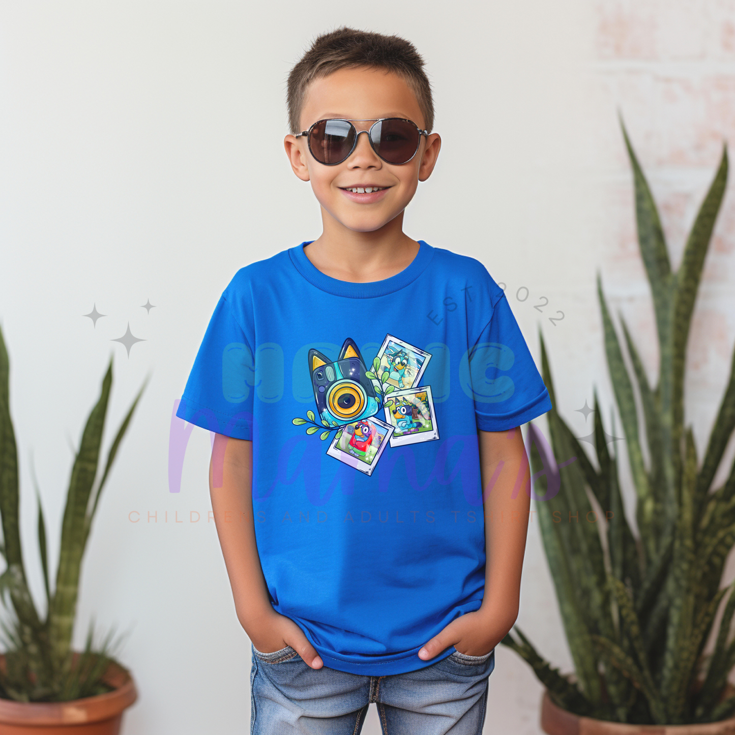 Blue Dog Pics Kids Short Sleeve Shirt