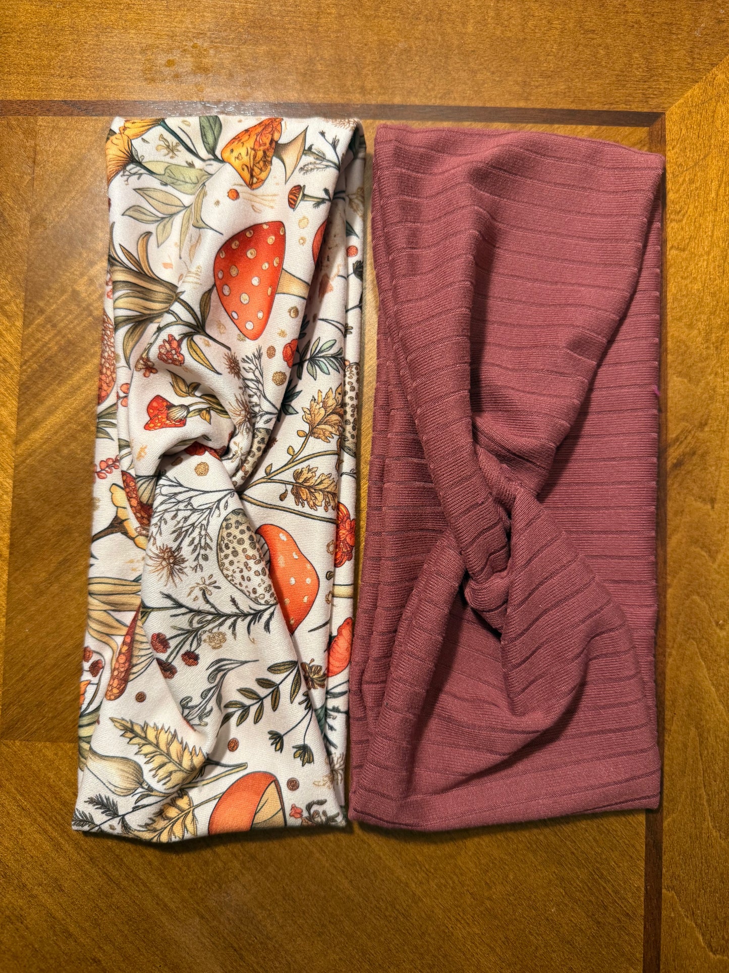 Head Bands: Mushroom and Maroon