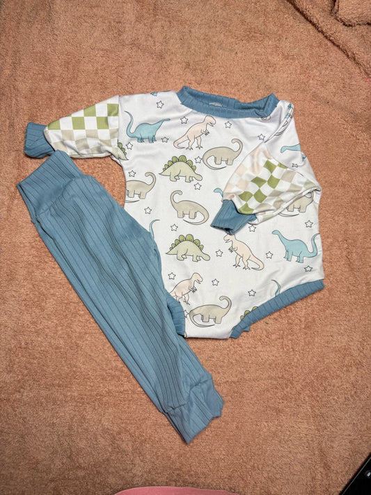 3/6M Boy Dino Sweater Romper and Pants